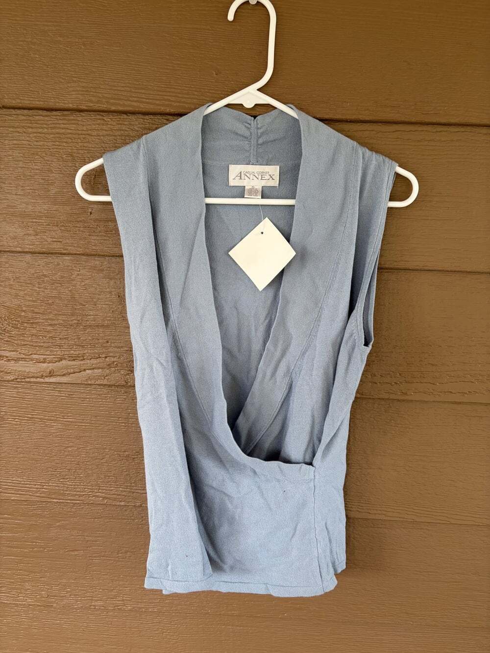 Casual Corner Annex Light Blue Draped Sleeveless Knit Top XL